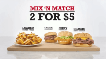 Arby’s 2 for $5 Mix & Match Menu