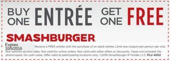 Smashburger Buy One Get One Free