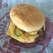 Wendy's junior cheeseburger inside
